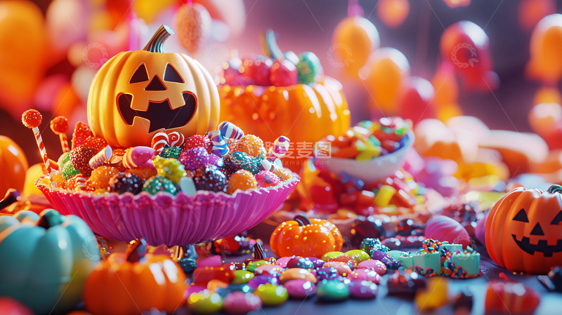高清大图下载【趣麦麦图】万圣节南瓜糖果派对