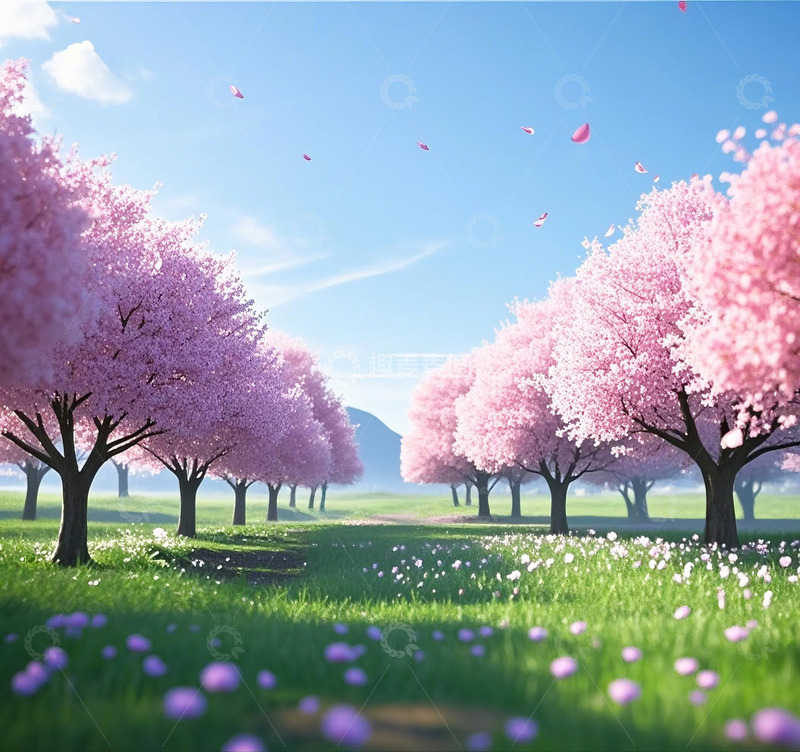 高清大图下载【趣麦麦图】春日樱花飞舞
