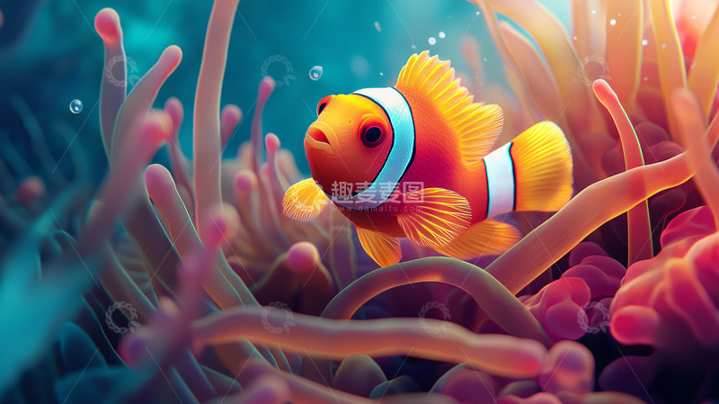 高清大图下载【趣麦麦图】小丑鱼海葵珊瑚礁海洋