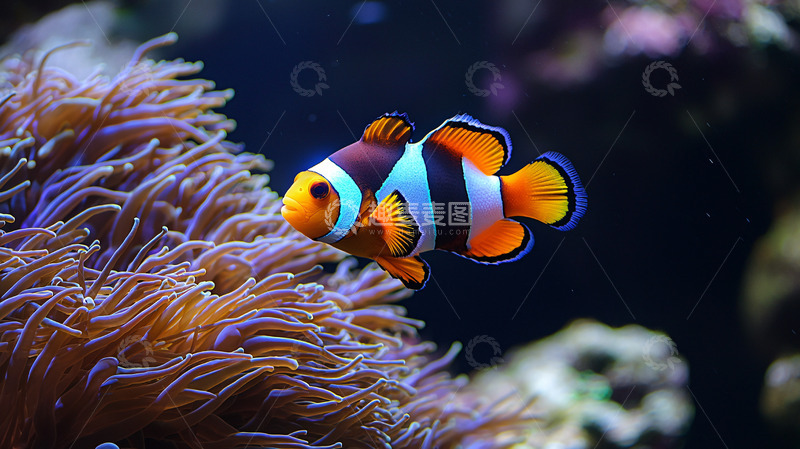 高清大图下载【趣麦麦图】小丑鱼与海葵的合影