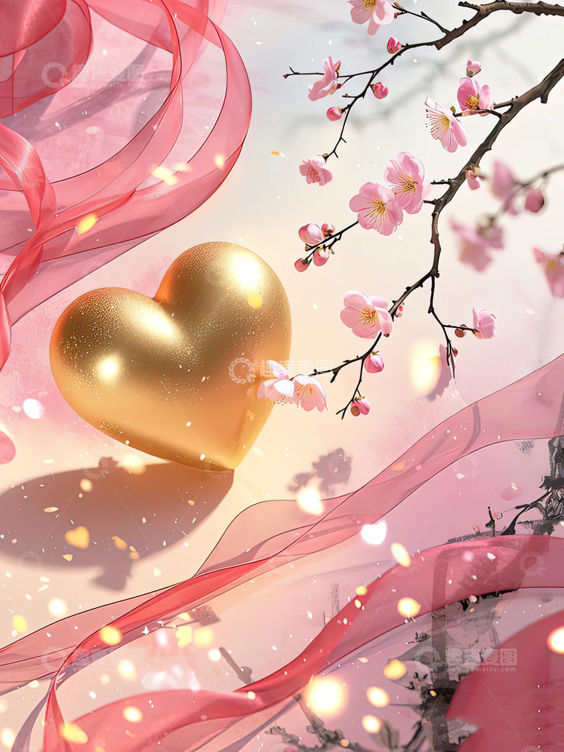 高清大图下载【趣麦麦图】七夕520情人节中式浪漫爱心背景5