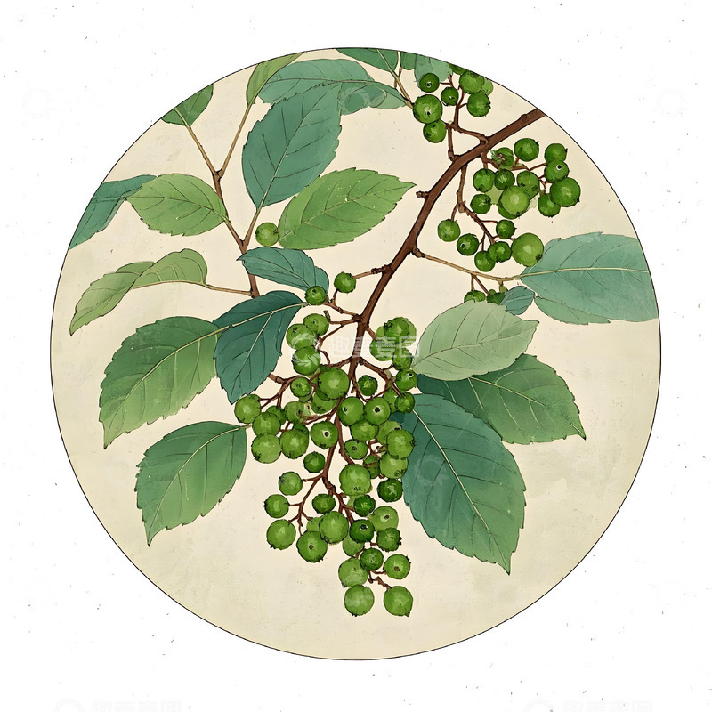 高清大图下载【趣麦麦图】本草纲目中草药之青花椒插画素材