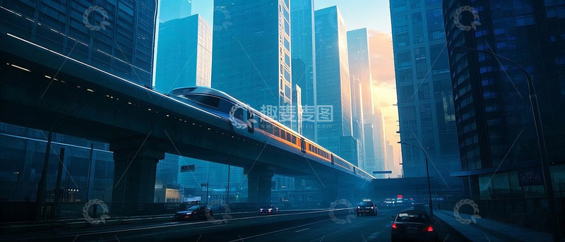 高清大图下载【趣麦麦图】高铁穿过城市4