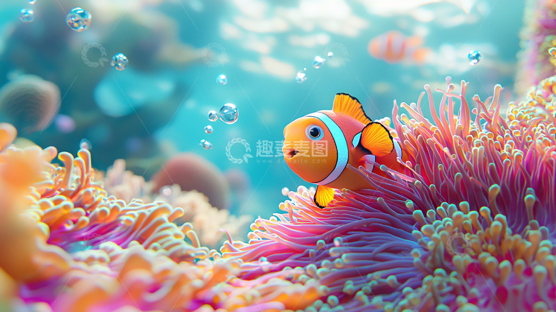 高清大图下载【趣麦麦图】小丑鱼珊瑚礁海底世界