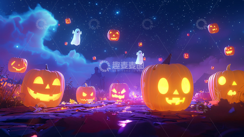 高清大图下载【趣麦麦图】梦幻万圣节南瓜灯