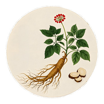 本草纲目中草药之人参插画素材