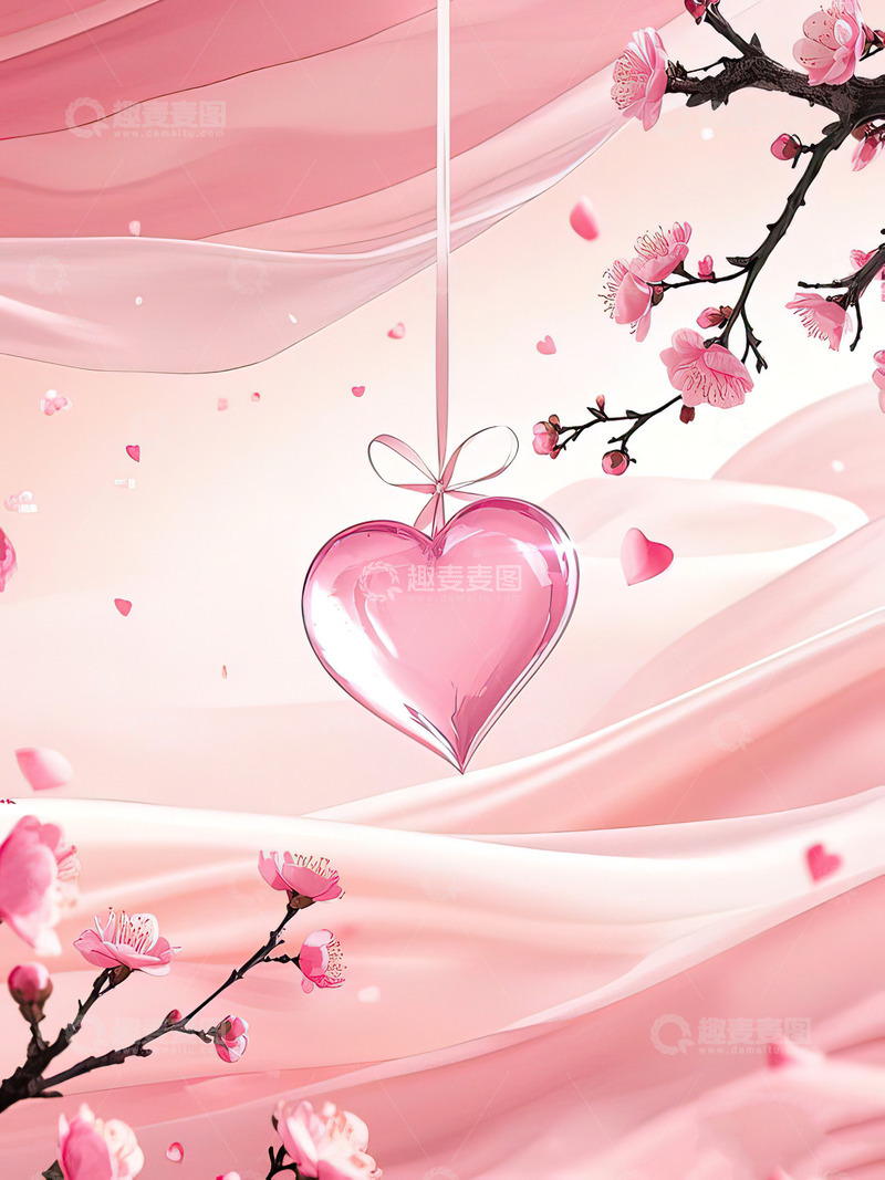 高清大图下载【趣麦麦图】七夕520情人节中式浪漫爱心背景45