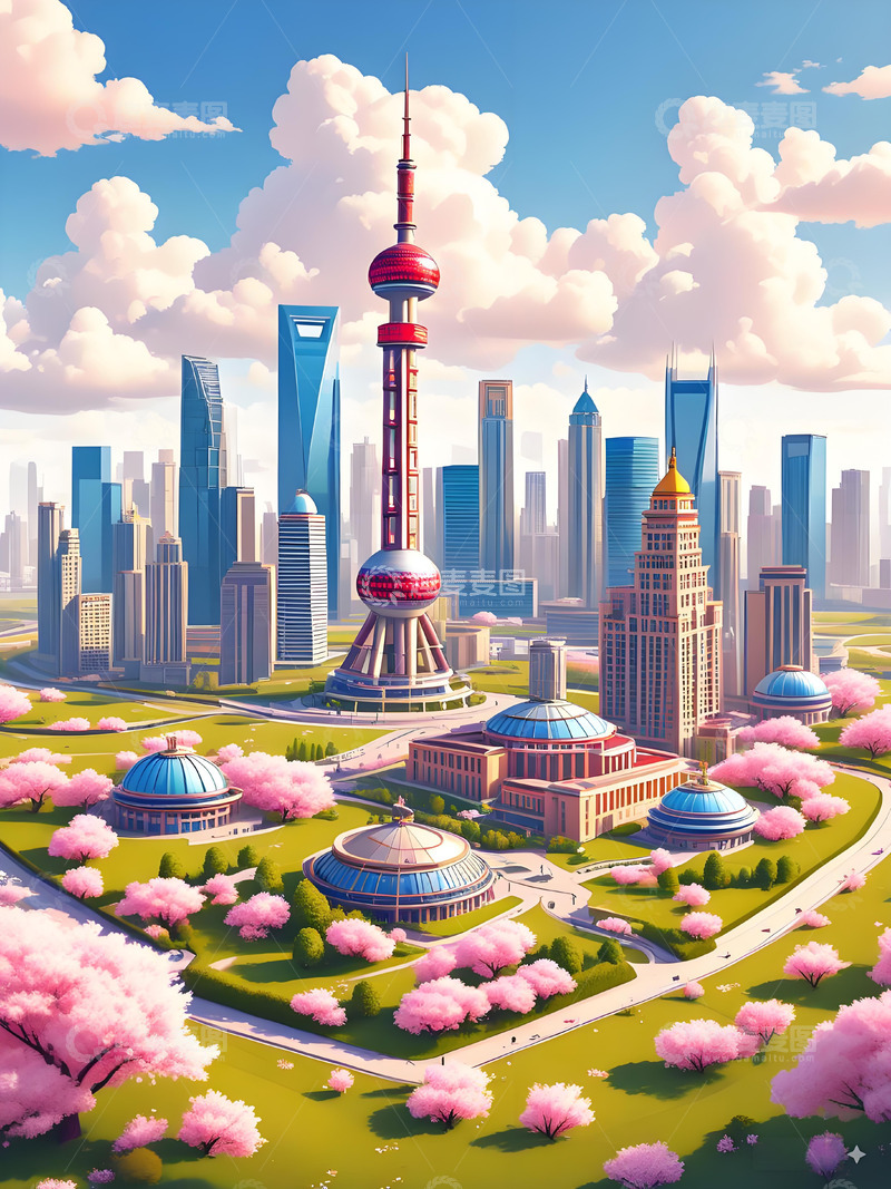 高清大图下载【趣麦麦图】3D微景观东方明珠城市建筑5