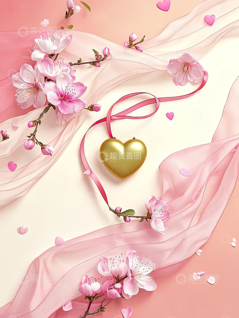 高清大图下载【趣麦麦图】七夕520情人节中式浪漫爱心背景6