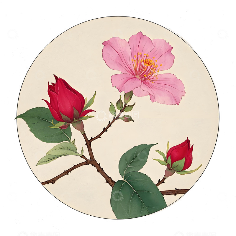 高清大图下载【趣麦麦图】本草纲目中草药之洛神花插画素材