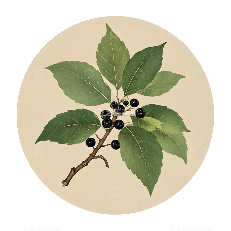 高清大图下载【趣麦麦图】本草纲目中草药之香叶插画素材