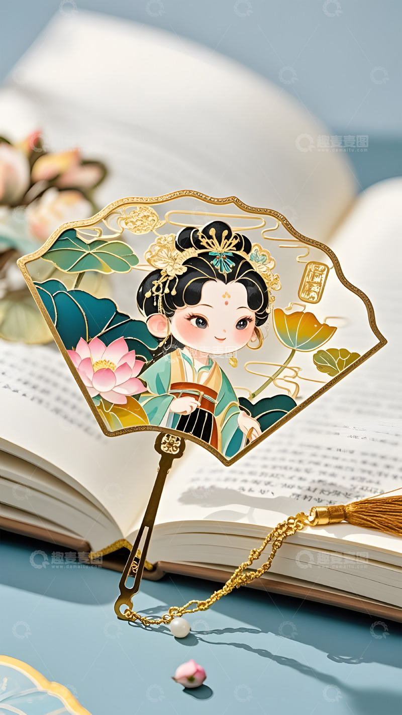 文创产品古代女孩书签摄影图