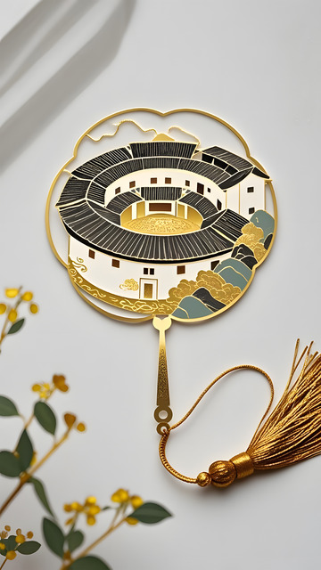 文旅产品福建土楼书签摄影图