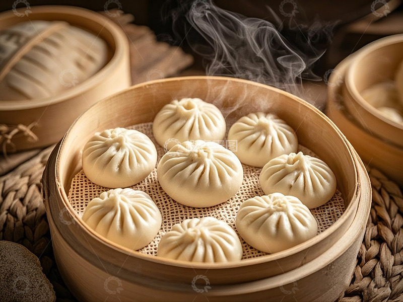 高清大图下载【趣麦麦图】皮薄大馅包子高清摄影图