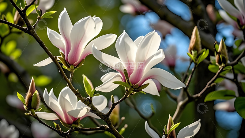 春天摄影玉兰花开花花卉素材
