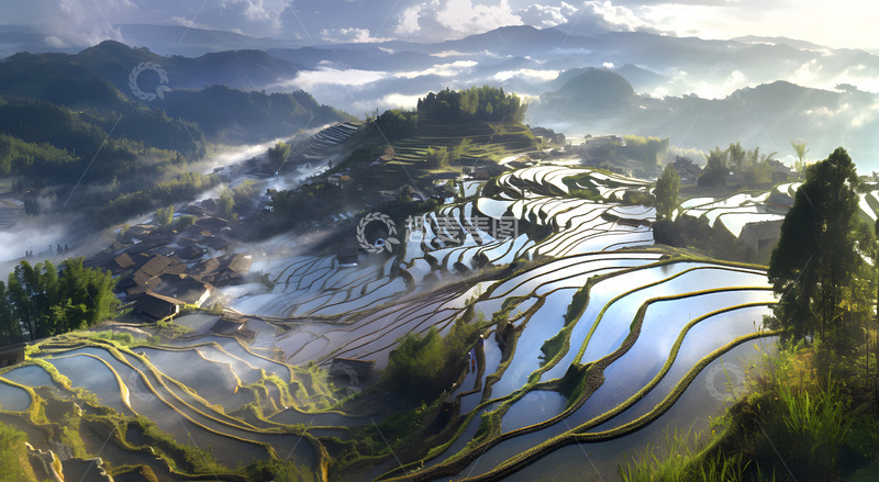 高清大图下载【趣麦麦图】大山里的梯田3