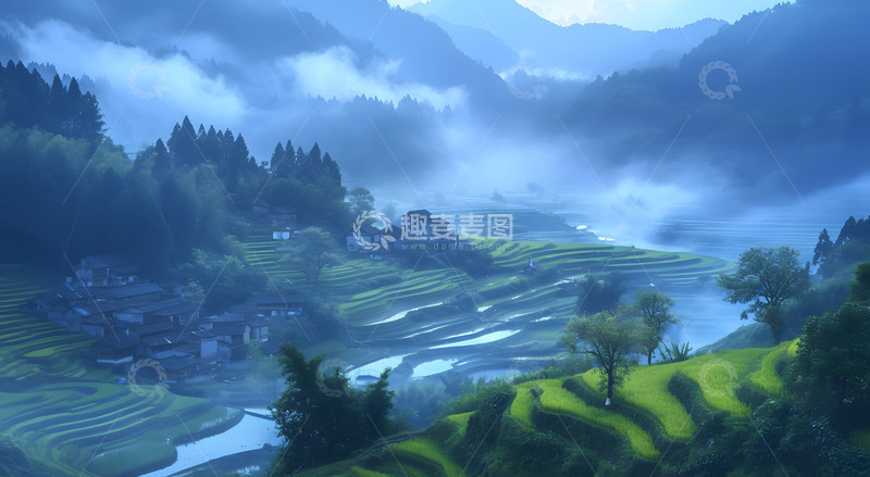 高清大图下载【趣麦麦图】大山里的梯田4