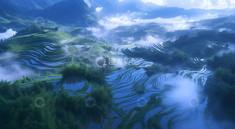 高清大图下载【趣麦麦图】大山里的梯田2