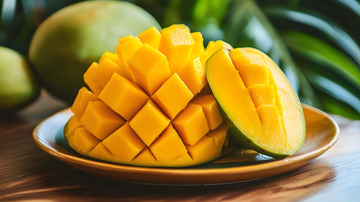 切好果盘的芒果图片