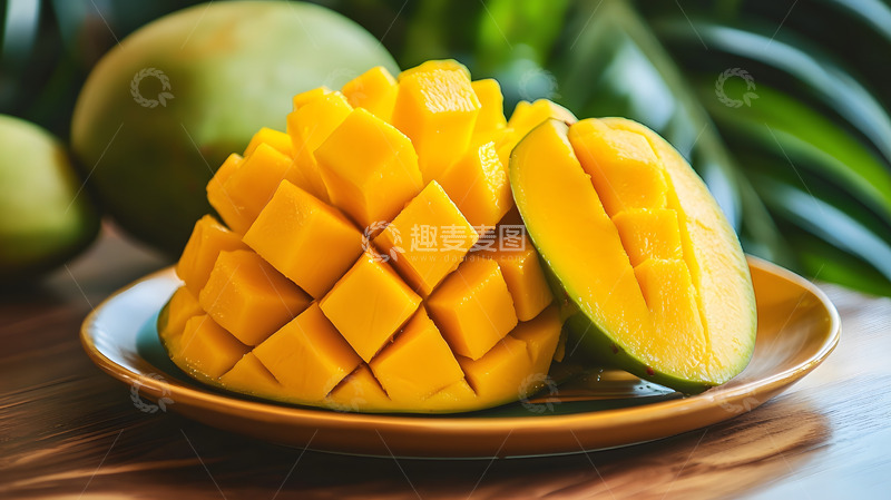 高清大图下载【趣麦麦图】切好果盘的芒果图片