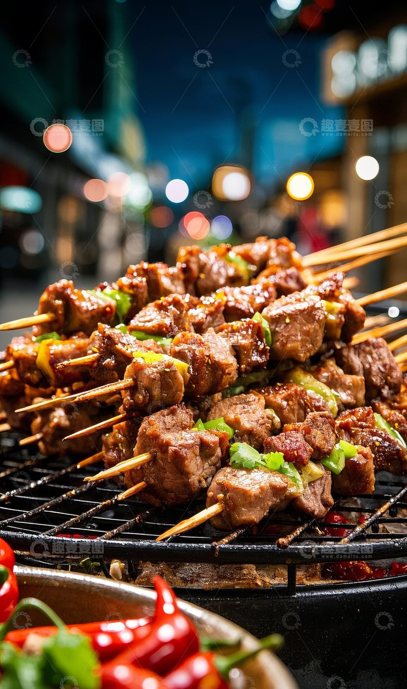 高清大图下载【趣麦麦图】烤羊肉串，烧烤，美食