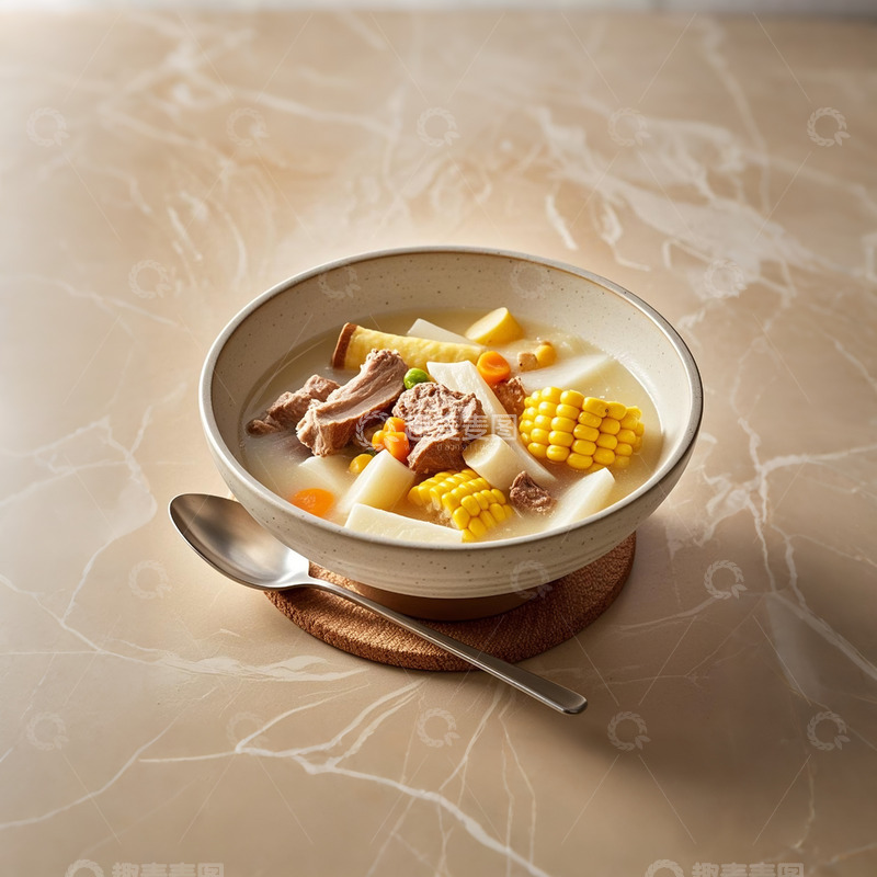 高清大图下载【趣麦麦图】山药排骨玉米汤
