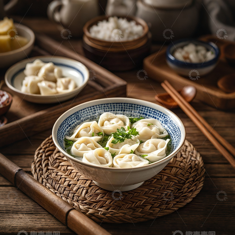 高清大图下载【趣麦麦图】一碗美味的馄炖