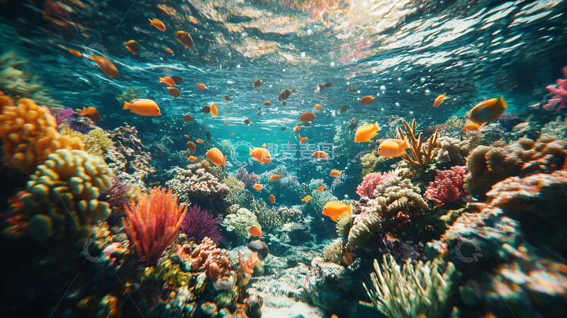 高清大图下载【趣麦麦图】阳光照射下的珊瑚礁