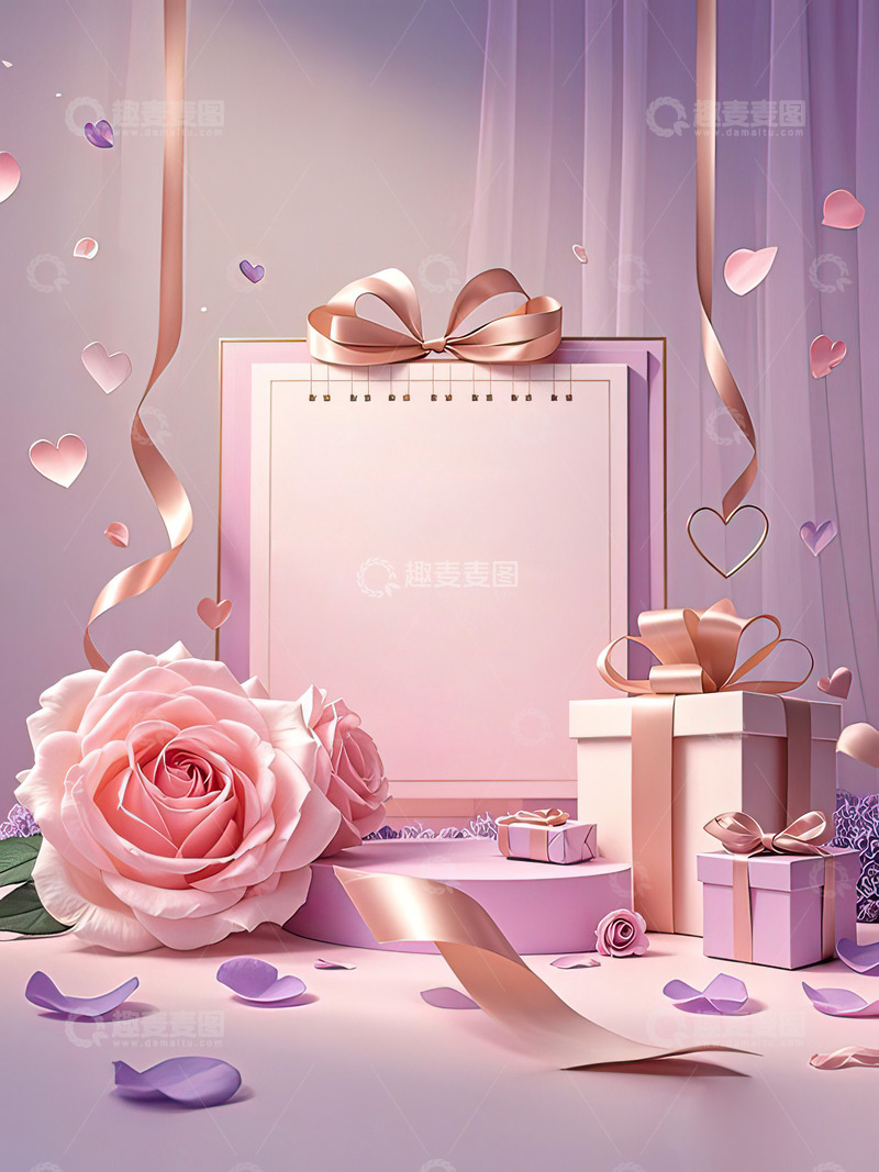 高清大图下载【趣麦麦图】七夕520情人节浪漫玫瑰背景12