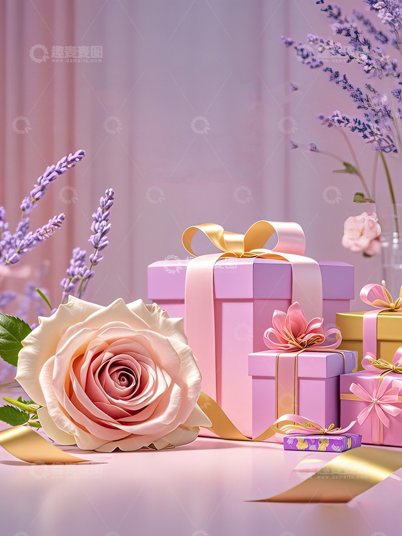 高清大图下载【趣麦麦图】七夕520情人节浪漫玫瑰背景6