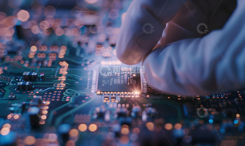 高清大图下载【趣麦麦图】芯片与手的互动拍摄1