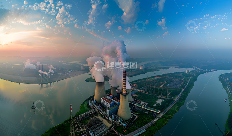 高清大图下载【趣麦麦图】工厂烟囱排污环保拍摄1