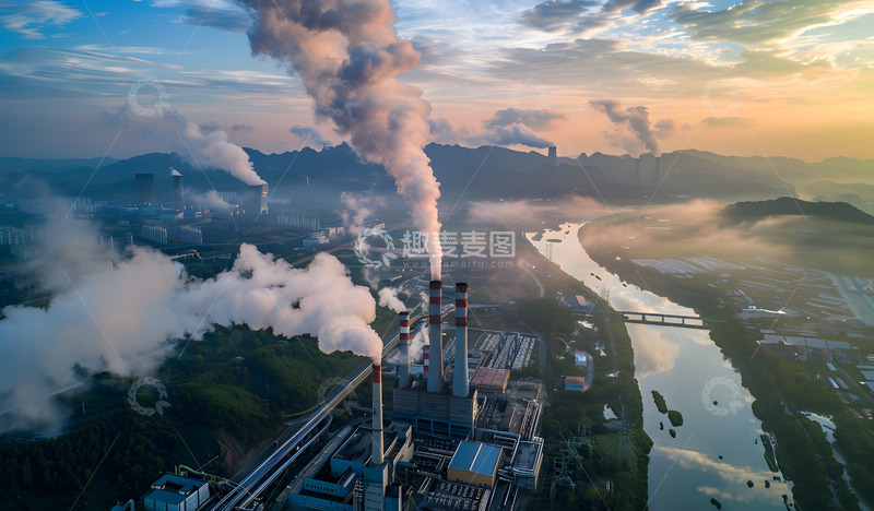 高清大图下载【趣麦麦图】工厂烟囱排污环保拍摄
