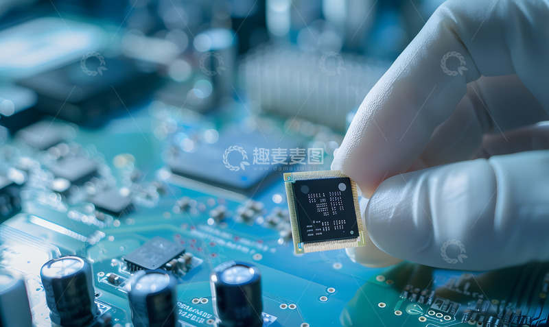 高清大图下载【趣麦麦图】芯片与手的互动拍摄2