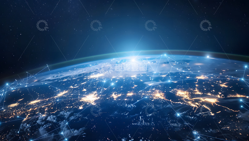高清大图下载【趣麦麦图】地球表面光点网络