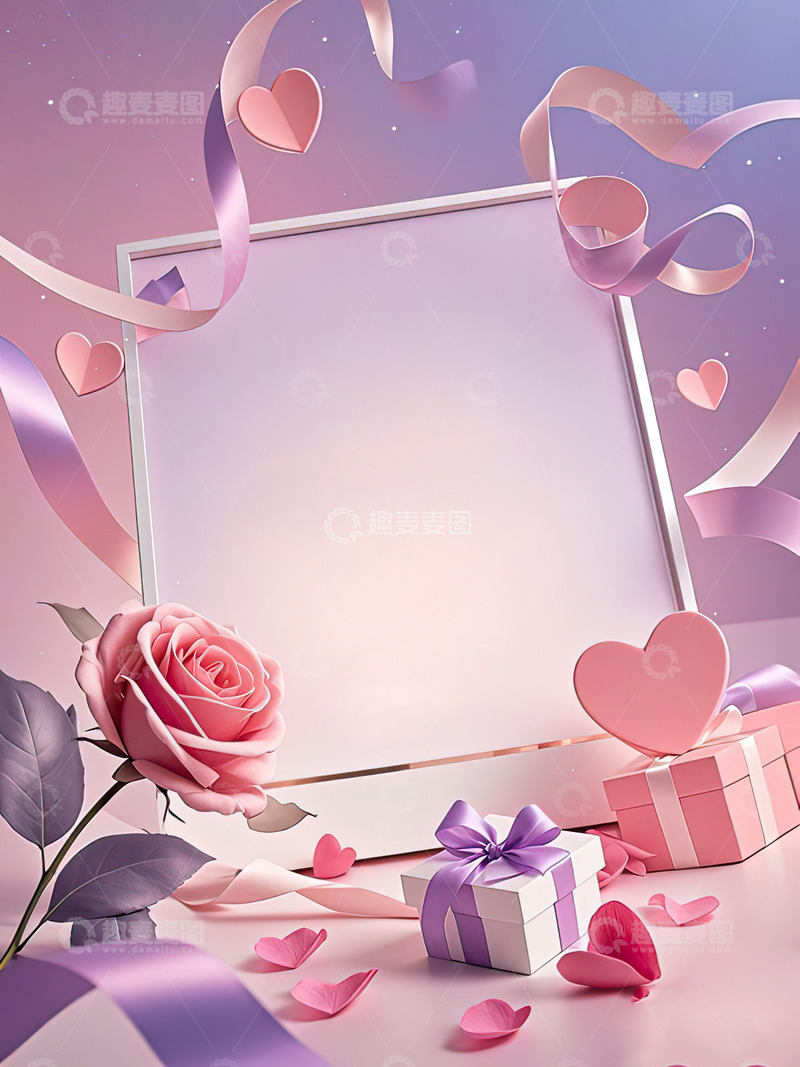 高清大图下载【趣麦麦图】七夕520情人节浪漫玫瑰背景21