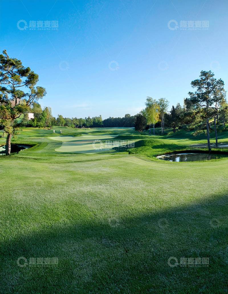 高清大图下载【趣麦麦图】阳光照耀的高尔夫球场景观