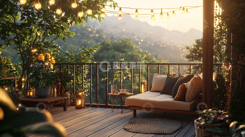 高清大图下载【趣麦麦图】阳台夜景高清图片