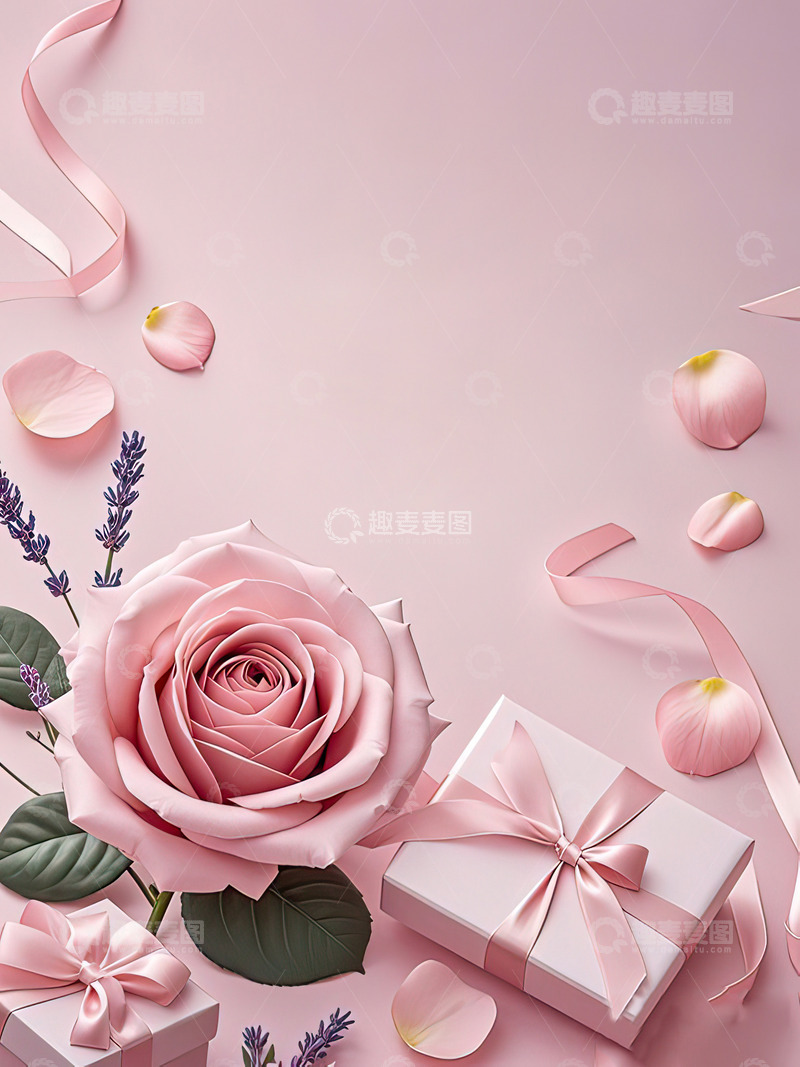 高清大图下载【趣麦麦图】七夕520情人节浪漫玫瑰背景35