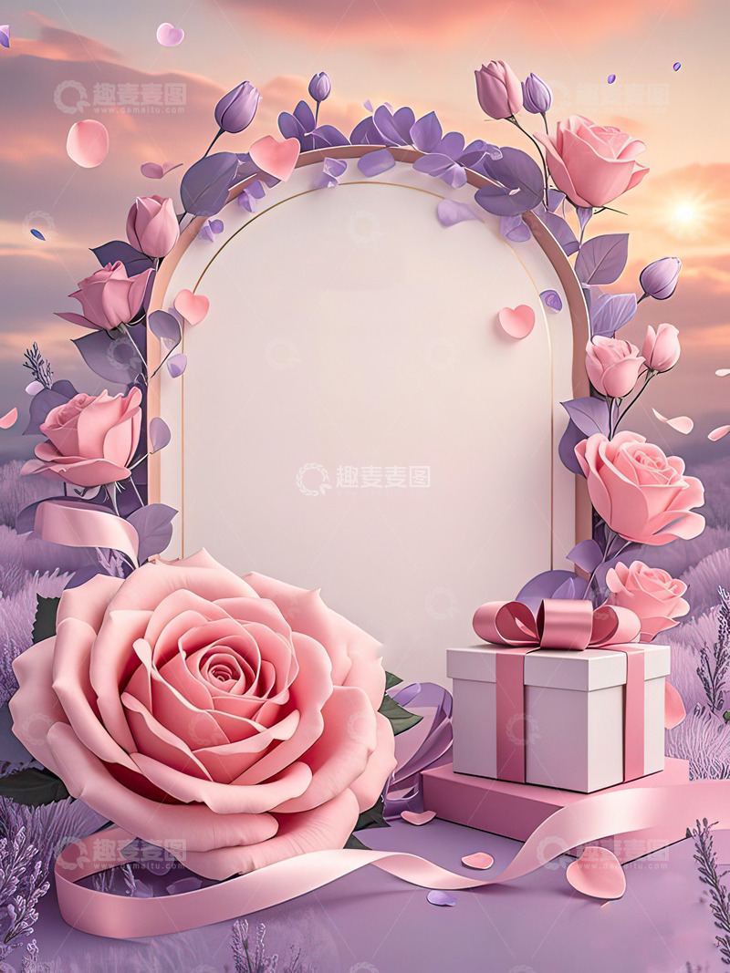 高清大图下载【趣麦麦图】七夕520情人节浪漫玫瑰背景40