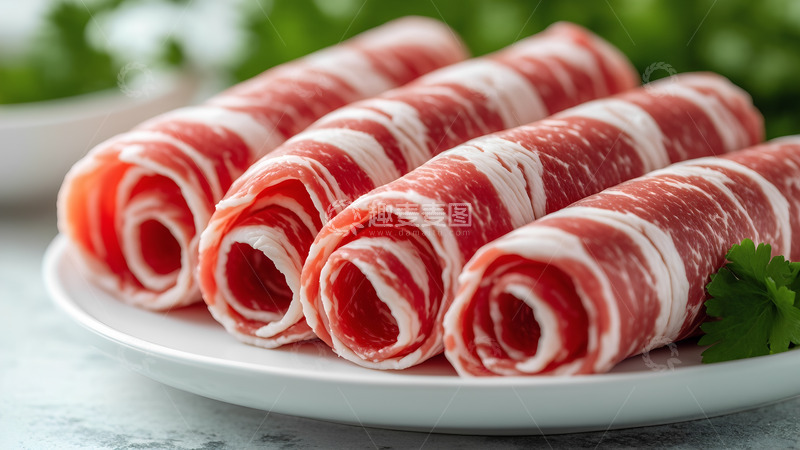 高清大图下载【趣麦麦图】新鲜生鲜生肉牛肉卷美食食材摄影图