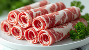 新鲜生鲜生肉牛肉卷美食食材摄影图1