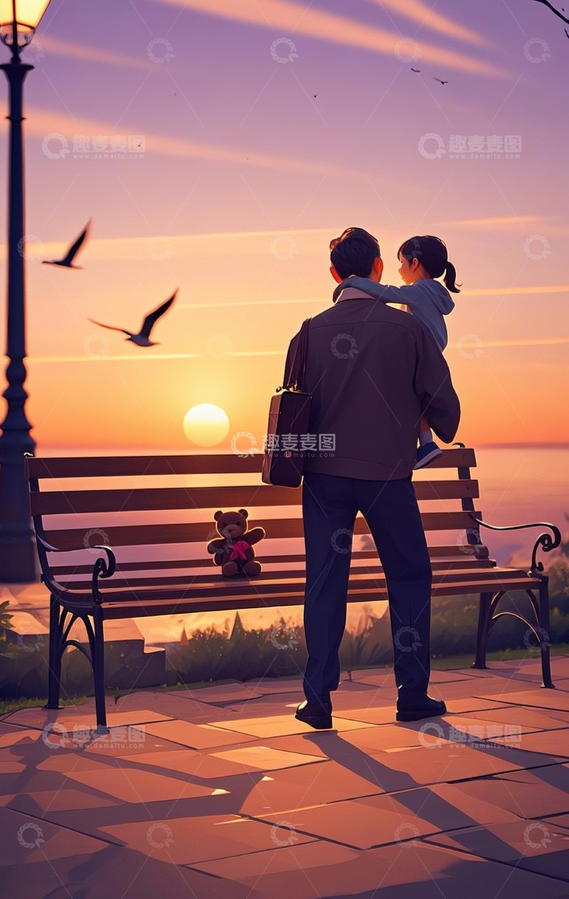 高清大图下载【趣麦麦图】父爱如山，一动不动