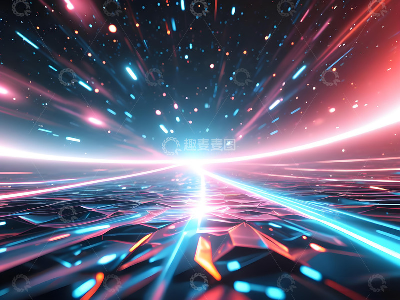 高清大图下载【趣麦麦图】蓝色粒子光效商务科技展板背景1