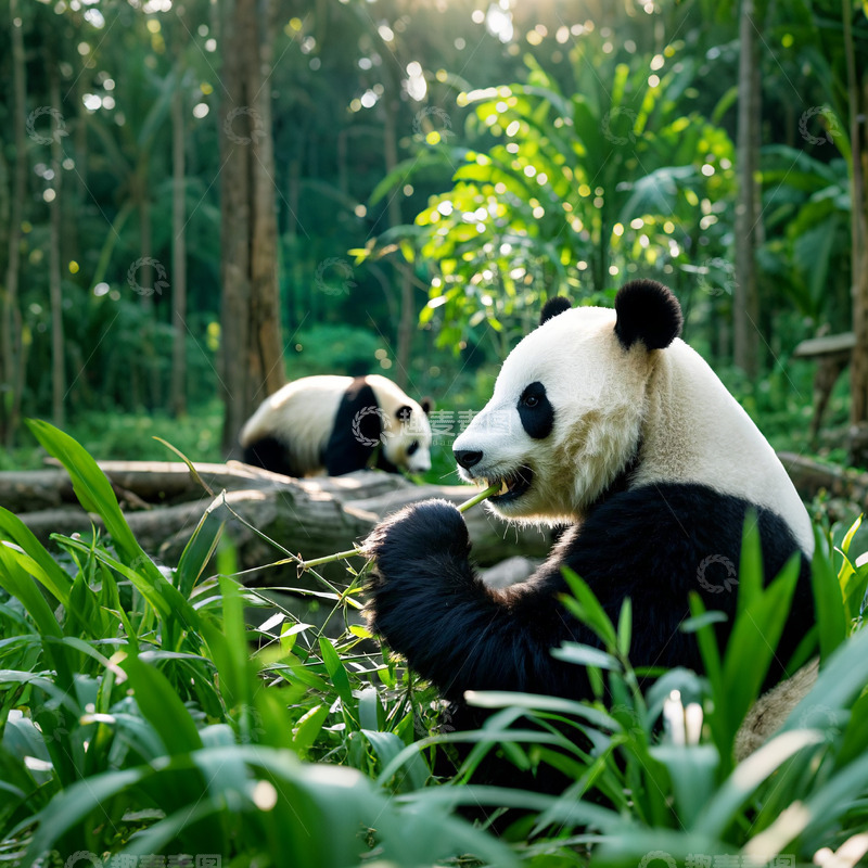 高清大图下载【趣麦麦图】-熊猫在安静的吃竹子