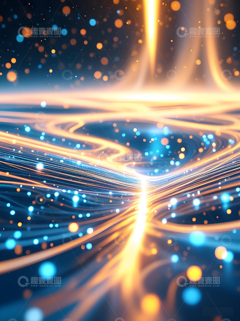 高清大图下载【趣麦麦图】粒子光效蓝色商务科技展板背景3