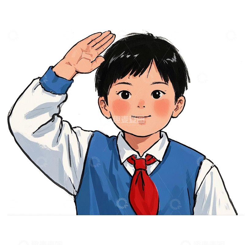 高清大图下载【趣麦麦图】少先队员敬队礼
