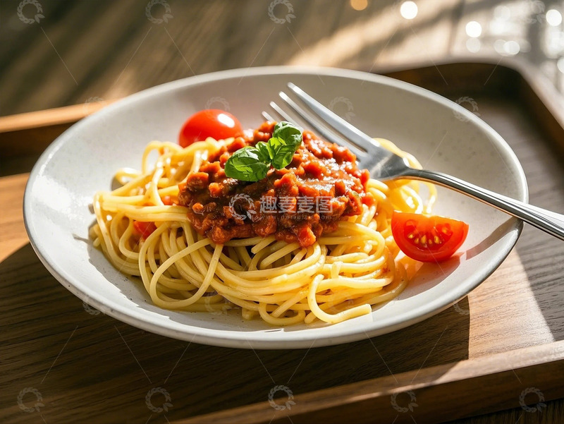 高清大图下载【趣麦麦图】元气满满的番茄肉酱烩意大利面1