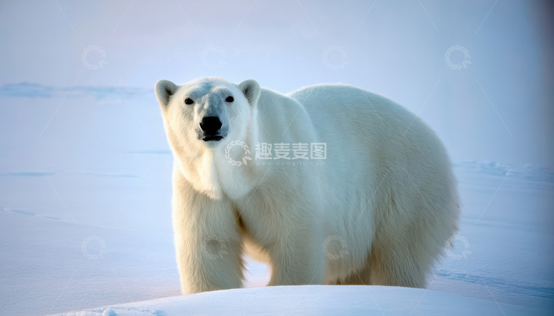 高清大图下载【趣麦麦图】北极熊雪地中直面镜头直面哺乳动物生存