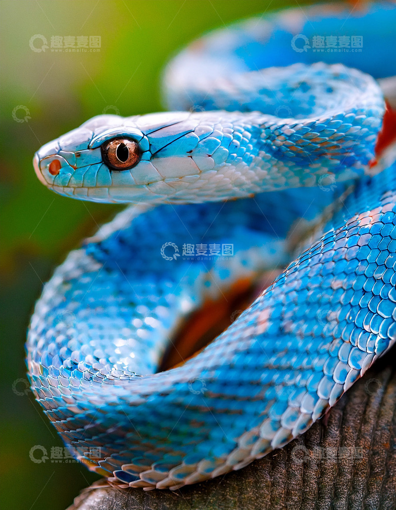 高清大图下载【趣麦麦图】蓝蛇盘绕时的独特斑纹